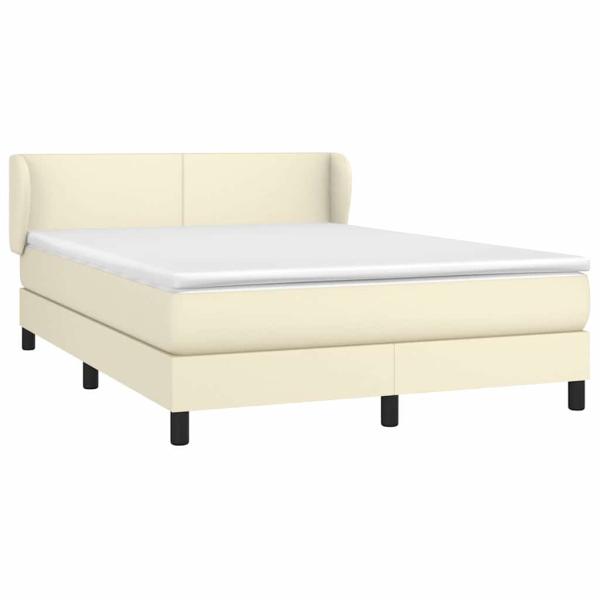 Boxspringbett mit Matratze Creme 140x190 cm Kunstleder