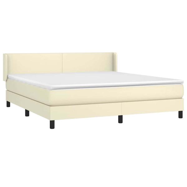 Boxspringbett mit Matratze Creme 180x200 cm Kunstleder
