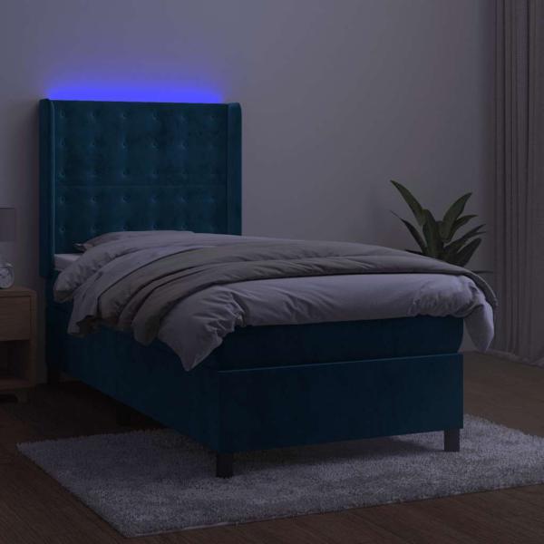 Boxspringbett mit Matratze & LED Dunkelblau 80x200 cm Samt