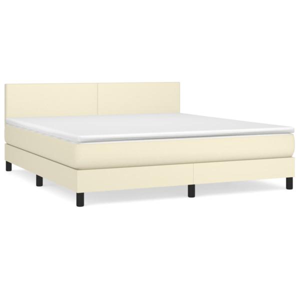 Boxspringbett mit Matratze Creme 160x200 cm Kunstleder