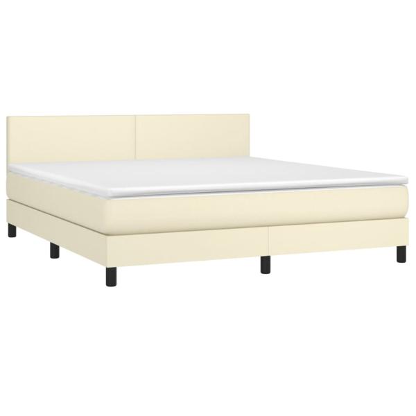 Boxspringbett mit Matratze Creme 160x200 cm Kunstleder