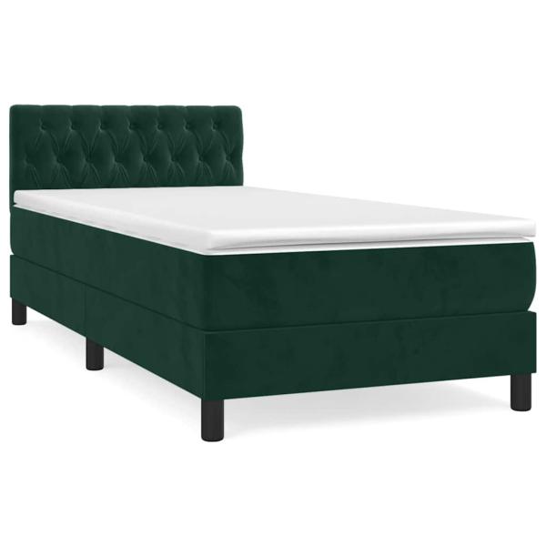 Boxspringbett mit Matratze Dunkelgrün 90x190 cm Samt