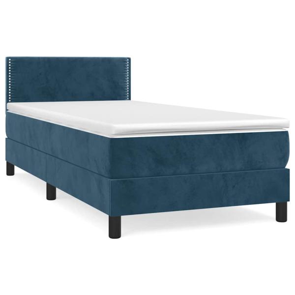 Boxspringbett mit Matratze Dunkelblau 100x200 cm Samt
