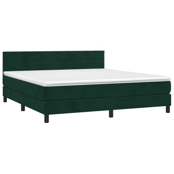Boxspringbett mit Matratze Dunkelgrün 160x200 cm Samt
