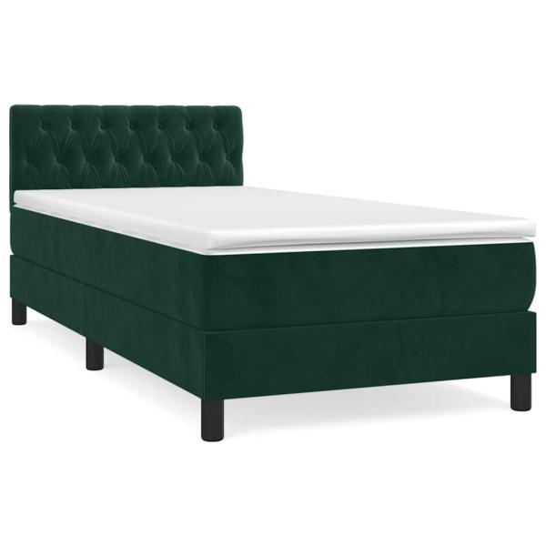 Boxspringbett mit Matratze Dunkelgrün 90x200 cm Samt