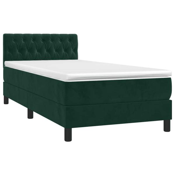 Boxspringbett mit Matratze Dunkelgrün 90x200 cm Samt