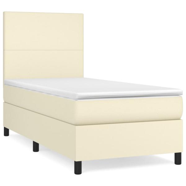Boxspringbett mit Matratze Creme 80x200 cm Kunstleder