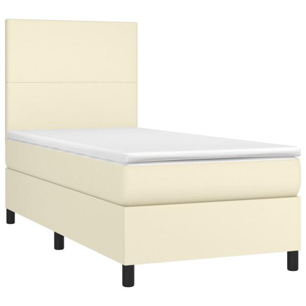 Boxspringbett mit Matratze Creme 80x200 cm Kunstleder