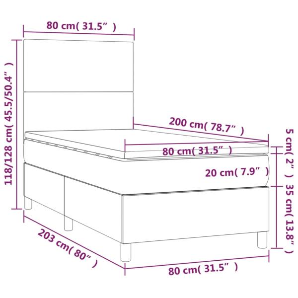 Boxspringbett mit Matratze Creme 80x200 cm Kunstleder
