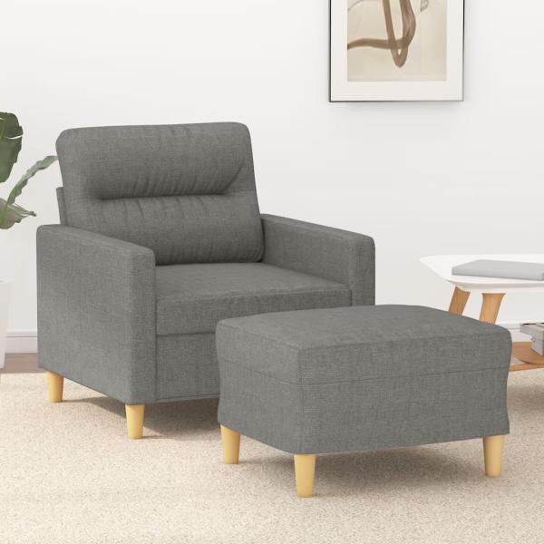 ARDEBO.de - Sessel mit Hocker Dunkelgrau 60 cm Stoff