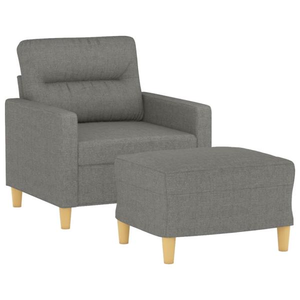 Sessel mit Hocker Dunkelgrau 60 cm Stoff