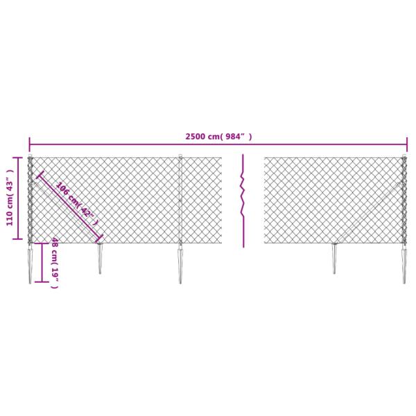 Maschendrahtzaun mit Bodenhülsen Anthrazit 1,1x25 m