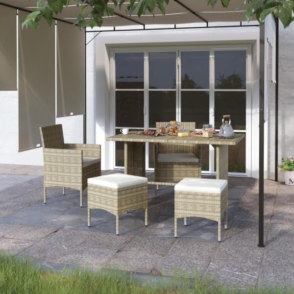 ARDEBO.de - 4-tlg. Gartenstuhl und Hocker Set Poly Rattan Grau