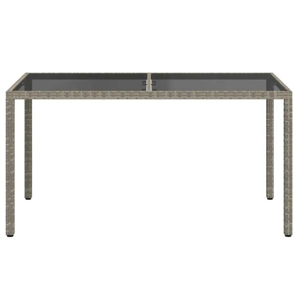 Gartentisch 150x90x75 cm Hartglas und Poly Rattan Grau