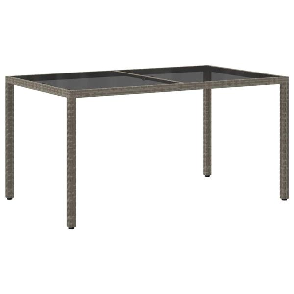 Gartentisch 150x90x75 cm Hartglas und Poly Rattan Grau