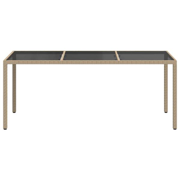 Gartentisch Beige 190x90x75 cm Gehärtetes Glas und Poly Rattan
