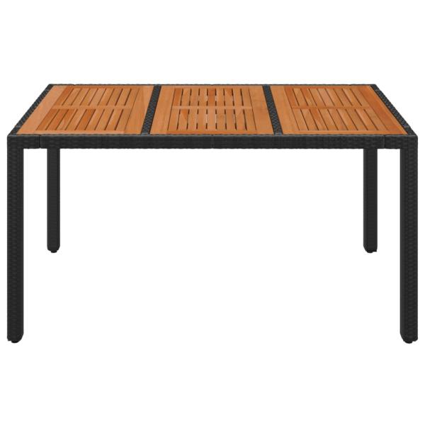Gartentisch mit Holzplatte Schwarz 150x90x75 cm Poly Rattan