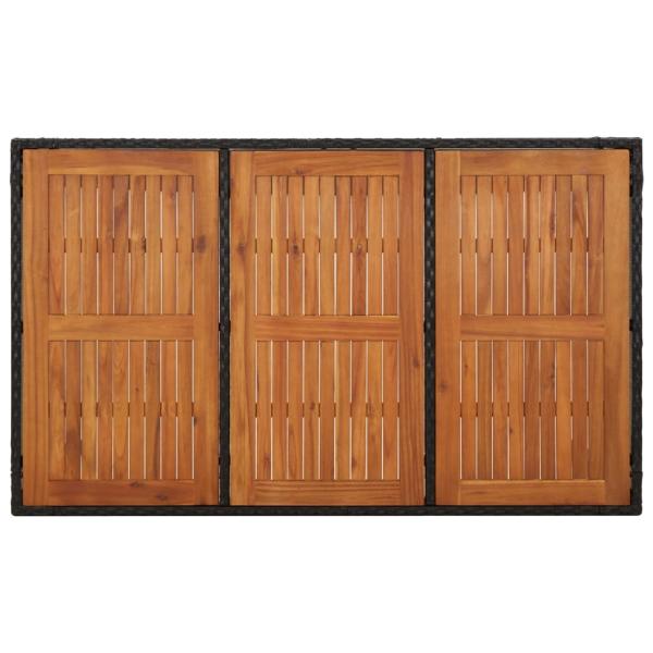 Gartentisch mit Holzplatte Schwarz 150x90x75 cm Poly Rattan