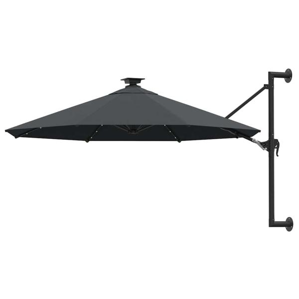 ARDEBO.de - Sonnenschirm zur Wandmontage mit LEDs 300 cm Anthrazit