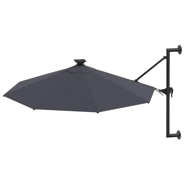 Sonnenschirm zur Wandmontage mit LEDs 300 cm Anthrazit