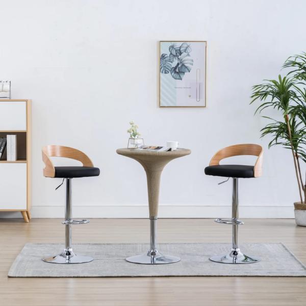 ARDEBO.de - Barhocker 2 Stk. Schwarz Kunstleder und Bugholz