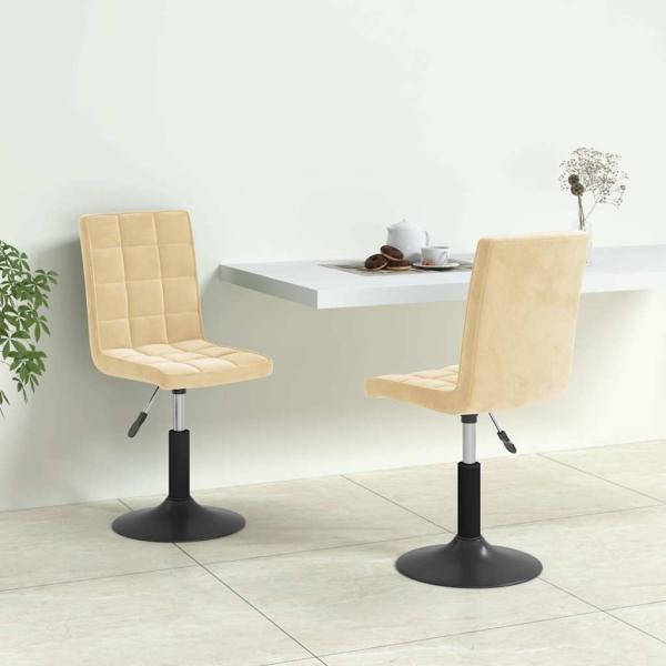ARDEBO.de - Esszimmerstühle 2 Stk. Drehbar Creme Samt