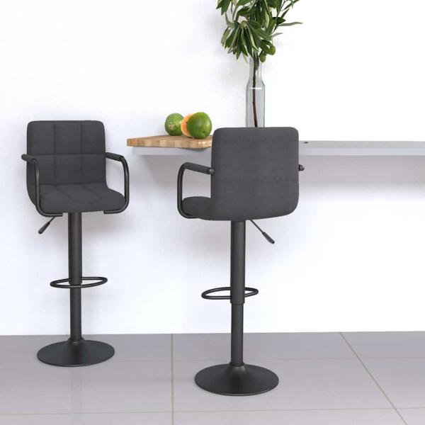 ARDEBO.de - Barhocker 2 Stk. Dunkelgrau Stoff