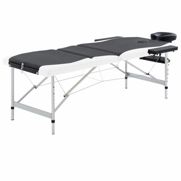 ARDEBO.de - Massageliege Klappbar 3-Zonen Aluminiumgestell Schwarz und Weiß