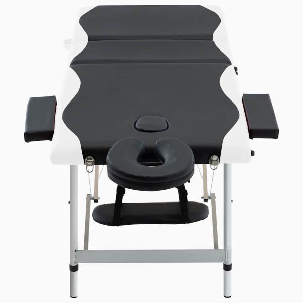 Massageliege Klappbar 3-Zonen Aluminiumgestell Schwarz und Weiß