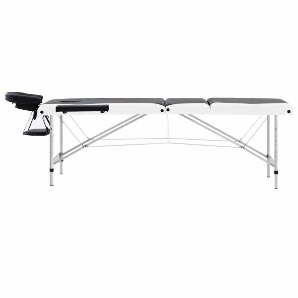 Massageliege Klappbar 3-Zonen Aluminiumgestell Schwarz und Weiß