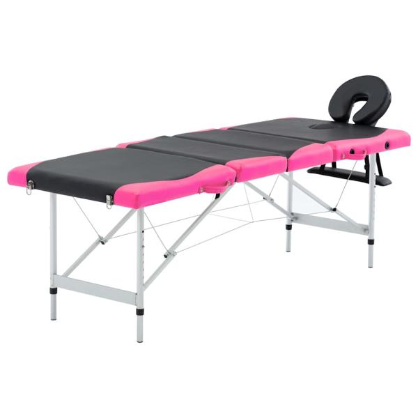 ARDEBO.de - Massageliege Klappbar 4-Zonen Aluminiumgestell Schwarz und Rosa