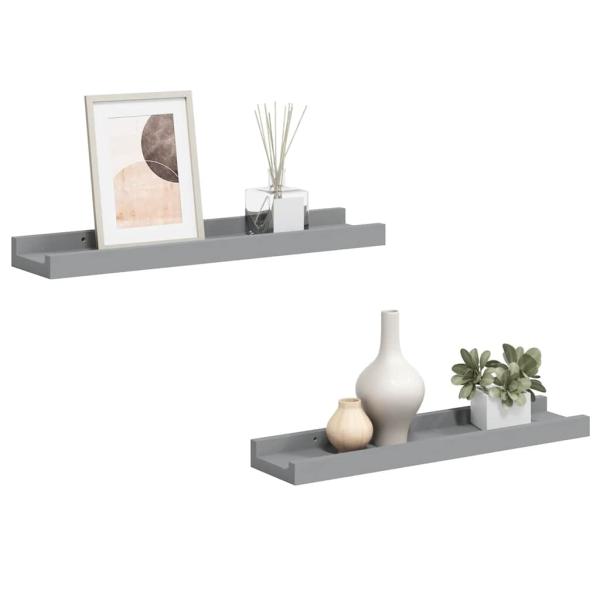 Bilderleisten 2 Stk. Grau 40x9x3 cm MDF