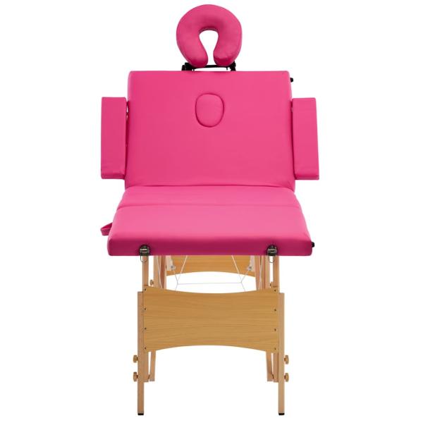 Massageliege Klappbar 4-Zonen mit Holzgestell Rosa