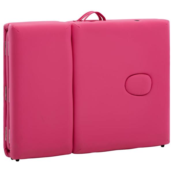 Massageliege Klappbar 4-Zonen mit Holzgestell Rosa