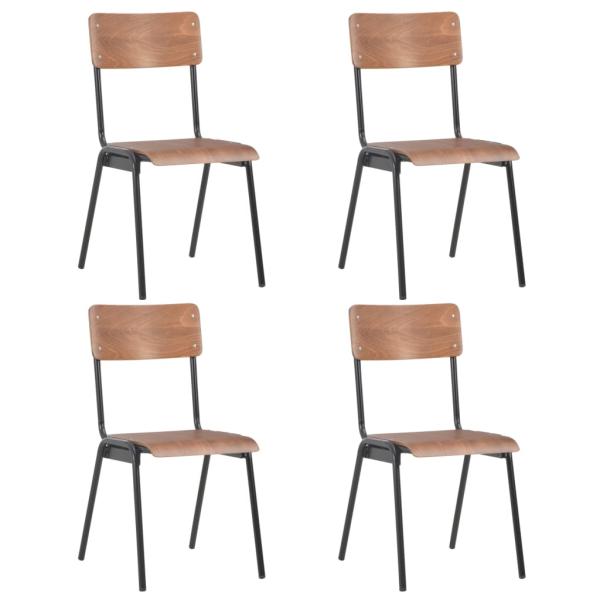 ARDEBO.de - Esszimmerstühle 4 Stk. Braun Massives Sperrholz und Stahl