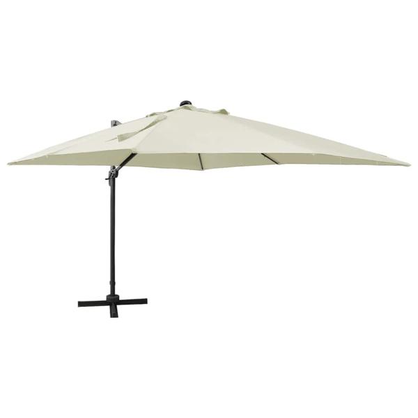 ARDEBO.de - Ampelschirm mit LED-Beleuchtung 300 cm Sandweiß