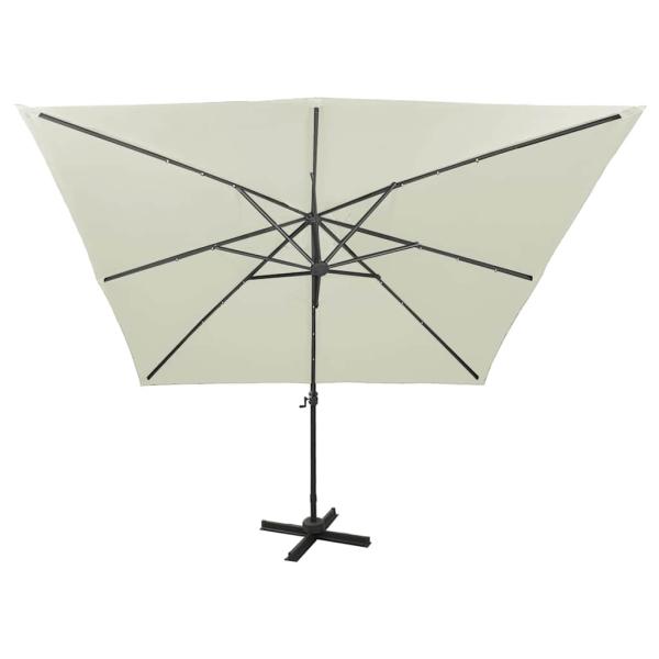 Ampelschirm mit LED-Beleuchtung 300 cm Sandweiß