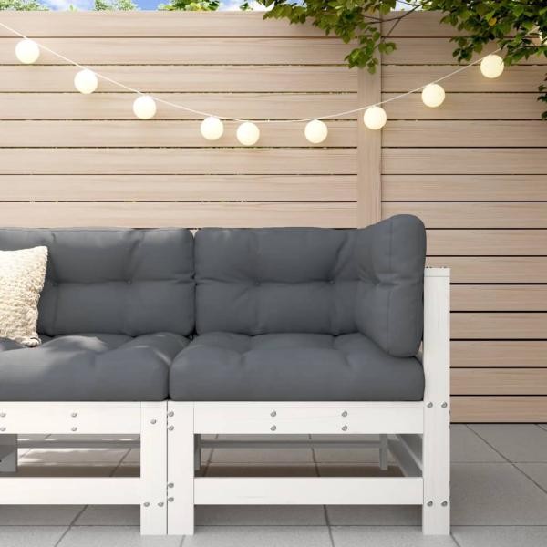 ARDEBO.de - Ecksofa mit Kissen Weiß Massivholz Kiefer
