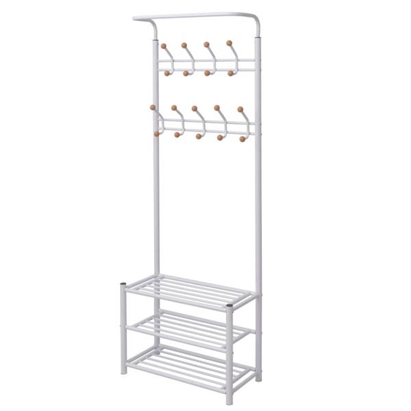 ARDEBO.de - Garderobe mit Schuhablage 68×32×182,5 cm Weiß