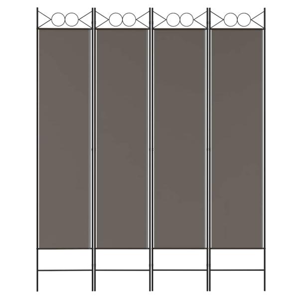 4-tlg. Paravent Anthrazit 160x220 cm Stoff
