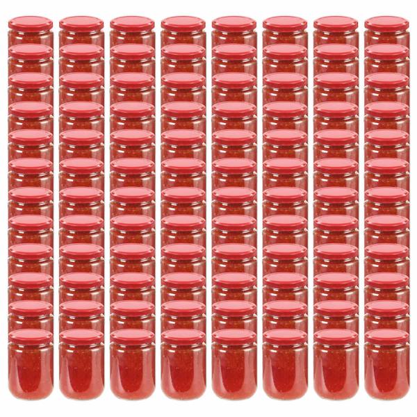 ARDEBO.de - Marmeladengläser mit Rotem Deckel 96 Stk. 230 ml