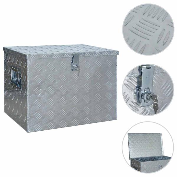 ARDEBO.de - Aluminiumkiste 610 x 430 x 455 mm Silbern