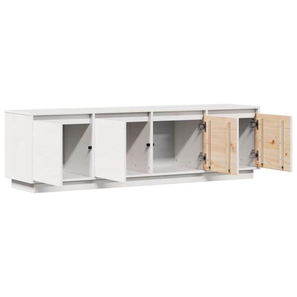 TV-Schrank Weiß 156x37x45 cm Massivholz Kiefer