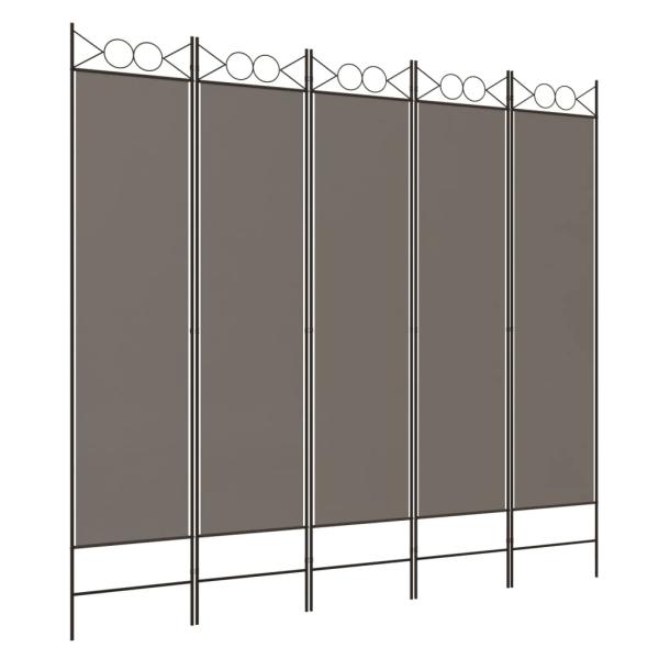 5-tlg. Paravent Anthrazit 200x200 cm Stoff