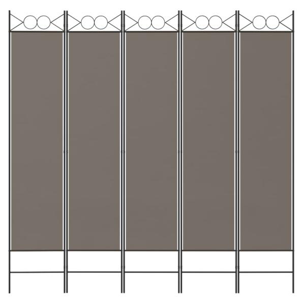 5-tlg. Paravent Anthrazit 200x200 cm Stoff