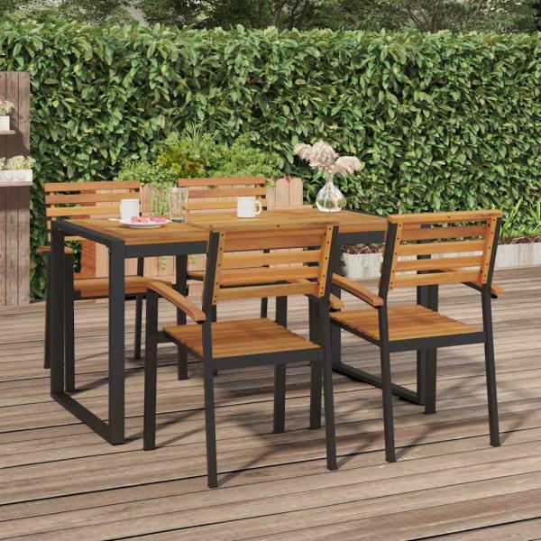 ARDEBO.de - Gartentisch mit Beinen in U-Form 140×80×75 cm Massivholz Akazie