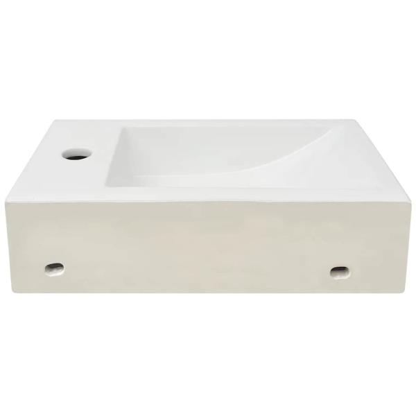 Waschbecken Rechteckig mit Hahnloch Keramik Weiß 46x25,5x12 cm