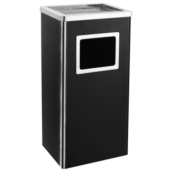 ARDEBO.de - Mülleimer mit Aschenbecher 45 L Stahl Schwarz