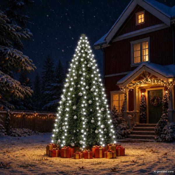 ARDEBO.de - Weihnachtsbaum-Lichternetz mit 300 LEDs Kaltweiß 300 cm