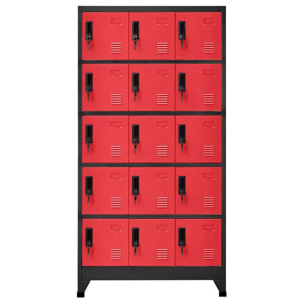 Schließfachschrank Anthrazit und Rot 90x40x180 cm Stahl